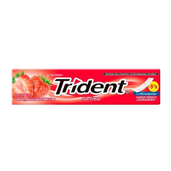 Trident Senses Frutas Fresas Chicle Sin Azúcar 10 Unidades