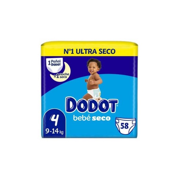 Dodot Bebé Seco Pañales Talla 4 (10-15 Kg) 62 Unidades