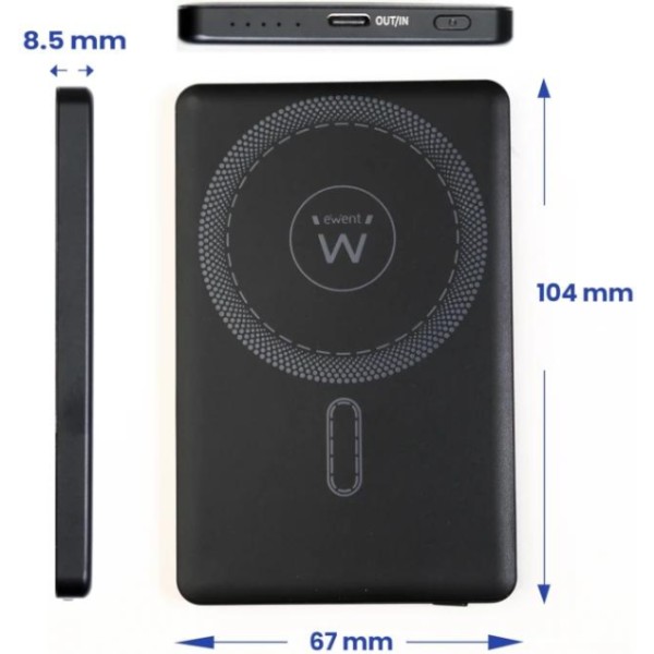 Ewent powerbank slim 5000mah magsafe pd 20w