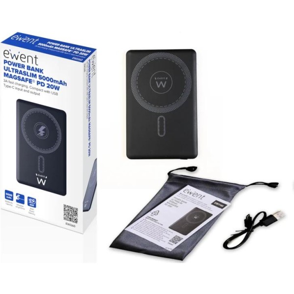 Ewent powerbank slim 5000mah magsafe pd 20w